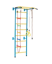Mecale 5-in-1 Indoor Jungle Gym, Swedish Ladder Set w/ Pull-Up Bar, Rope Ladder & Rings, 220-Lb Capacity