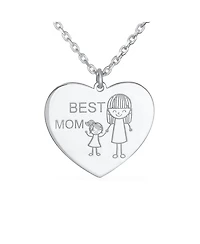 Bling Jewelry Mother Daughter Stick Figure Words Best Mom Heart Pendant Sterling Silver