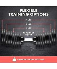 Squatz Adjustable Dumbbell, 9-in-1 Weight Options Fitness Equipment with Anti-Slip Metal Handle