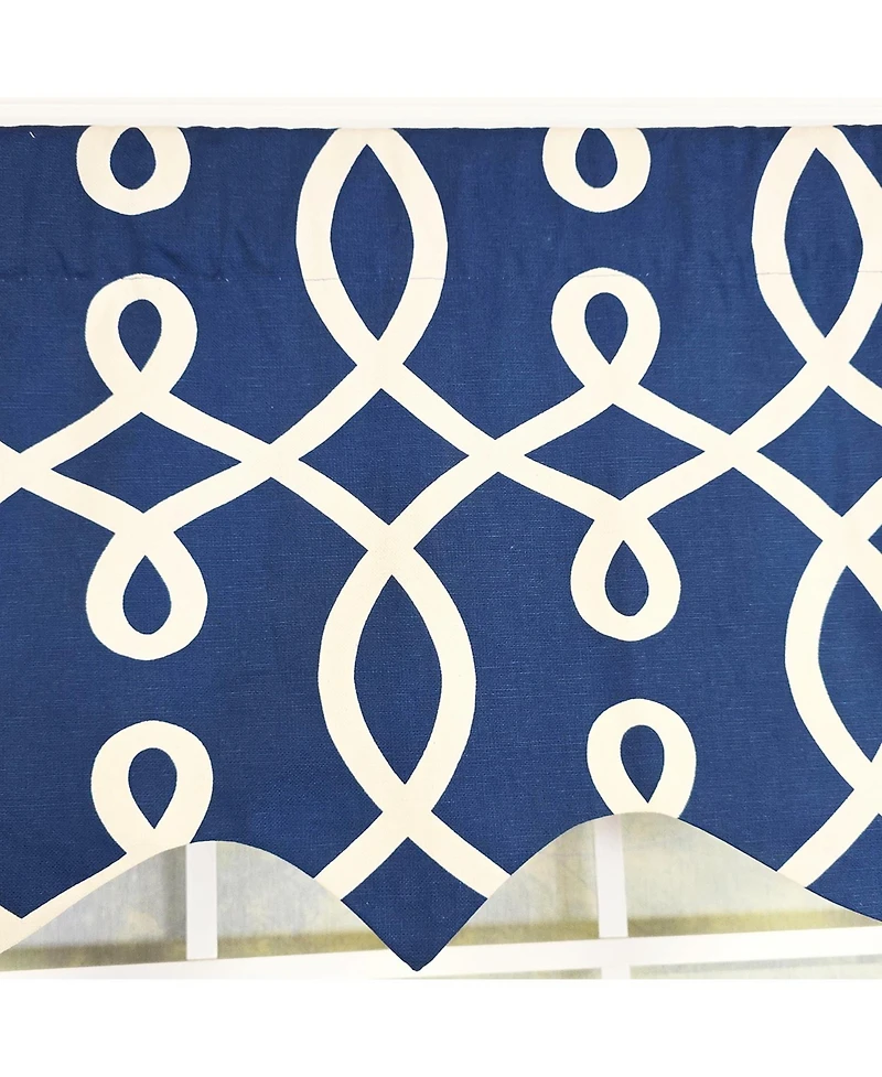 Rlf Home Oblique Regal 100% Cotton Rod Pocket Lined Window Valance 50" x 17" Navy