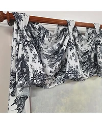 Rlf Home Baroque 3-s Victory 100% Cotton Tab Top Swag Window Curtain 54" x 25" Black