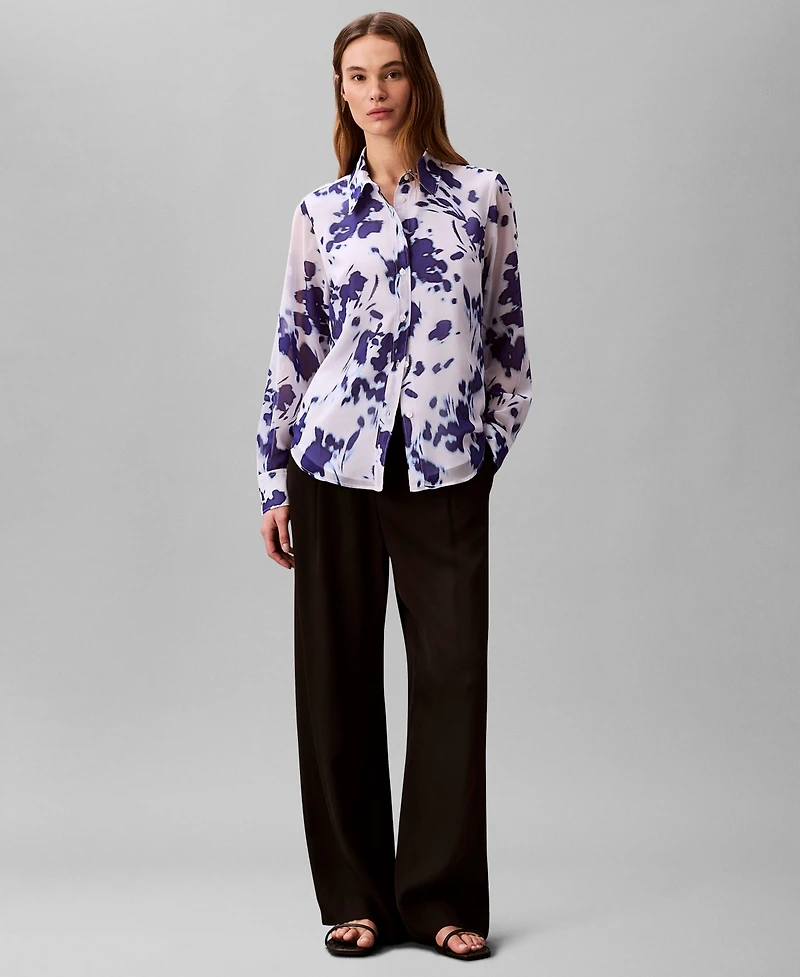 Calvin Klein Women's Printed Relaxed Button-Down Shirt