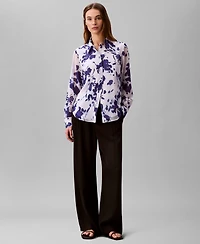 Calvin Klein Women's Printed Relaxed Button-Down Shirt