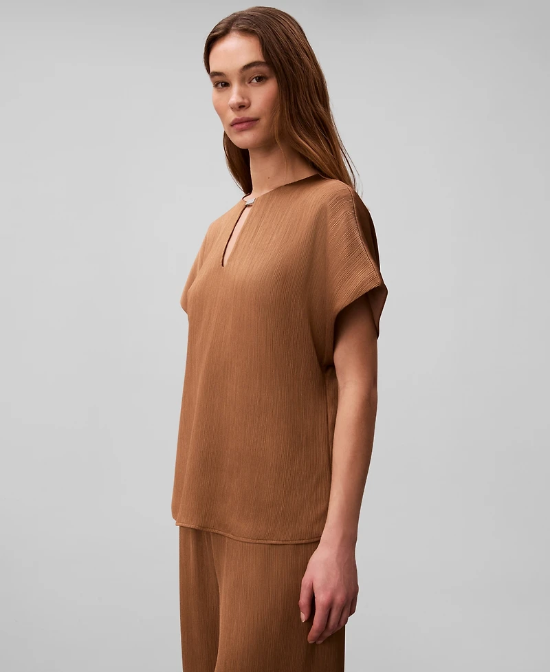 Calvin Klein Women's Plisse Short-Sleeve Top
