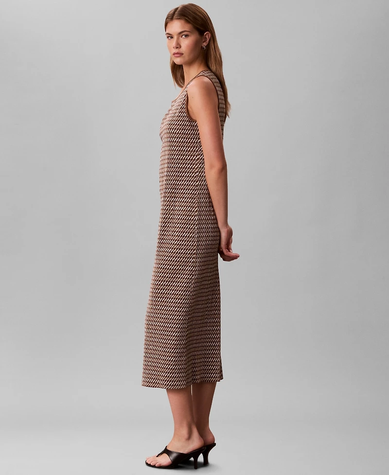 Calvin Klein Women's Plisse Print Crewneck Midi Dress