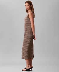 Calvin Klein Women's Plisse Print Crewneck Midi Dress