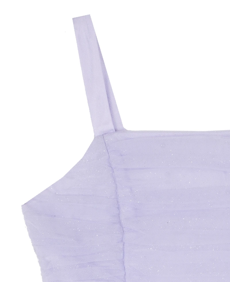 Rare Editions Girls' 7-16 Glitter Square Neck Dress