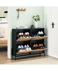 gaomon Shoe Cabinet with 4 Drawers Twith Fluted Panel Storage