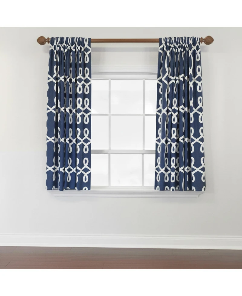 Rlf Home Oblique 100% Cotton Rod Pocket Window Curtain set of 2 Panels 100" x 63" Navy