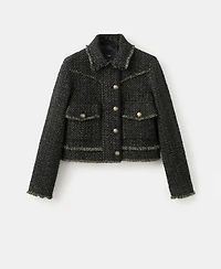 Mango Women's Lapel Collar Tweed Jacket