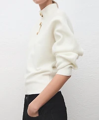 Mango Women's Jewel Buttons Turtleneck Sweater