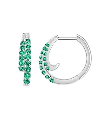 Macy's Lab-Grown Ruby (1 ct. t.w.) and White Sapphire (0.02 Hoop Earrings Sterling Silver (Also Available Emerald, Sapphire)