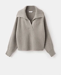 Mango Women's Polo-Neck Ribbed Sweater