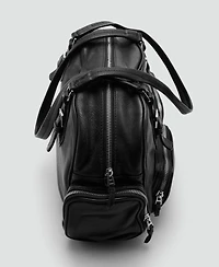 Mango Women's Pockets Leather Bowling Bag
