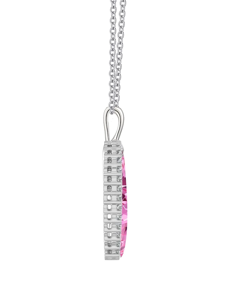 Macy's Lab-Grown Ruby and White Sapphire Heart Pendant Necklace 14k Gold Sterling Silver (Also Available Pink Sapphire)