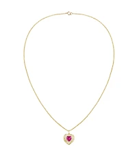 Macy's Lab-Grown Ruby (1.1 ct. t.w.) and White Sapphire (0.03) Heart Pendant Necklace in 14k Gold Over Sterling Silver (Also Available in Amethyst)