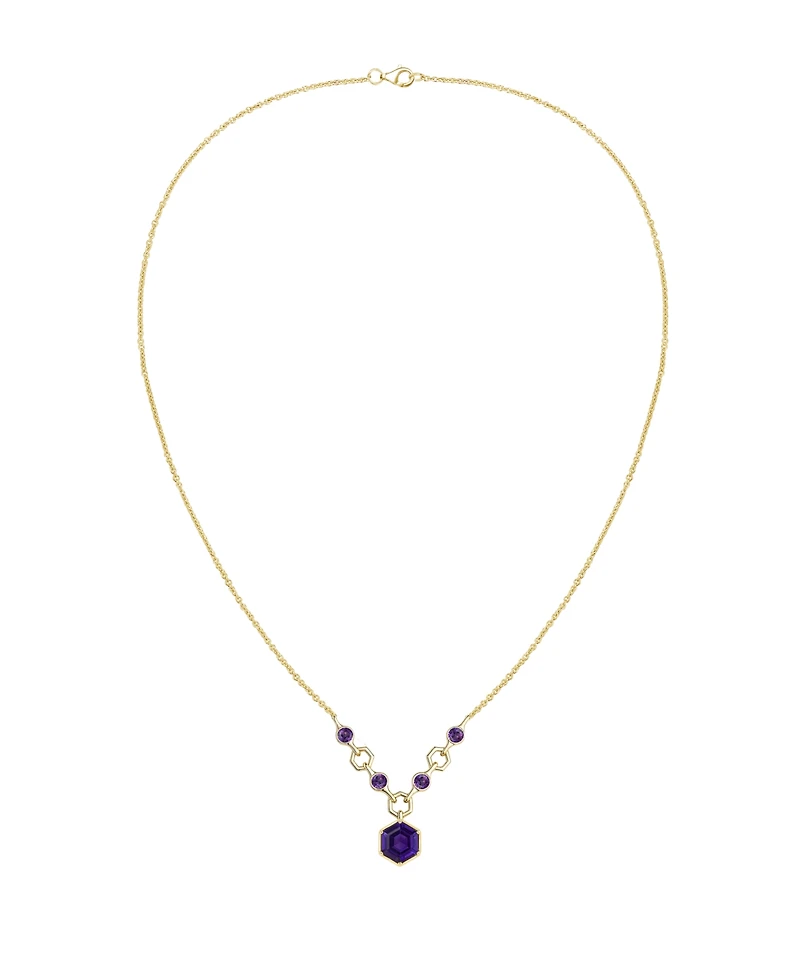 Macy's Amethyst (2.5 ct. t.w.) Hexagon Pendant Necklace Sterling Silver (Also Available Multi-Stones)