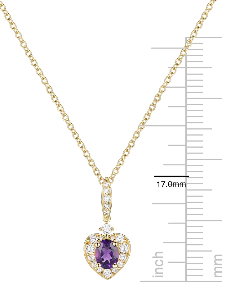 Macy's 2-Pc. Amethyst (1 ct. t.w.) And Lab-Grown White Sapphire (0.2 ct Earrings Necklace Set 14k Gold Over Sterling Silver (Also Availab