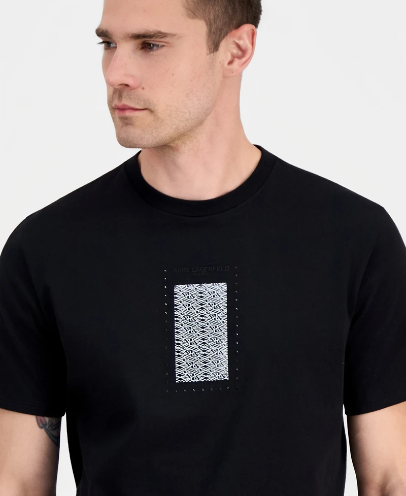 Karl Lagerfeld Paris Men's Studded Logo Crewneck T-Shirt