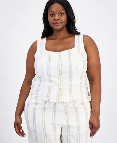 And Now This Trendy Plus Striped Square-Neck Vest, Macy's Exclusive