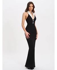 Miss Circle Women's Raelyn Black and White Business Casual Maxi Dress