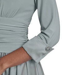 Jessica Howard Women's Rhinestone Cuff Sleeve V-Neck Dress