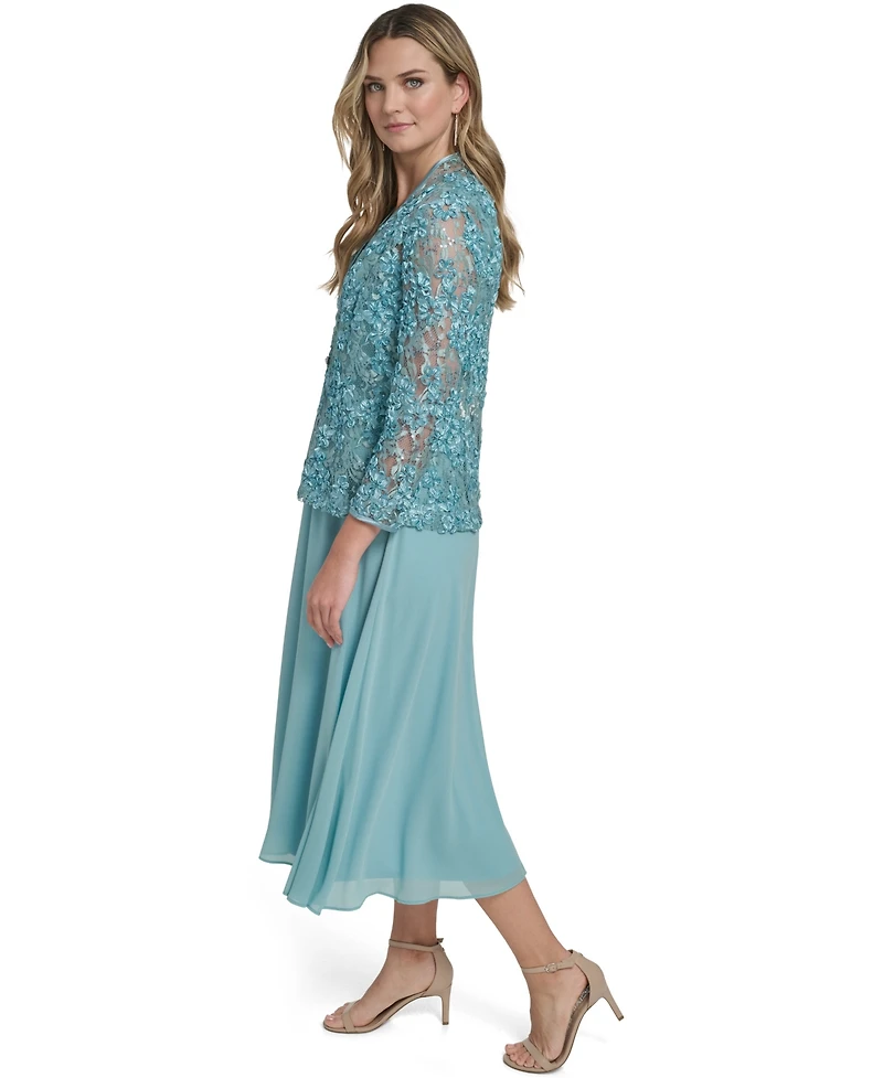 Jessica Howard Women's 3/4-Sleeve Jacket with Crewneck Dress