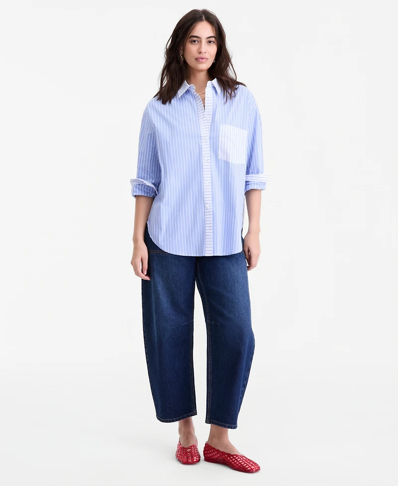 On 34th Women's Contrast Stripe Button-Down Shirt, Macy's Exclusive
