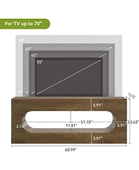 Tribesigns 63" Tv Stand for Tvs up to 65 Inches, Entertainment Center with Large Open Storage, Rustic Natural TV Console