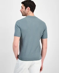 Alfani Men's Basketweave Short-Sleeve Polo Sweater, Macy's Exclusive