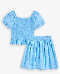 Epic Threads Girls' 5-20 Puff-Sleeve Smocked Top & Skirt, 2-Piece Set, Macy's Exclusive