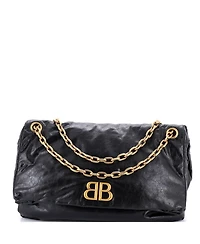 Pre-Owned Balenciaga Large Monaco Chain Flap Shoulder Bag Leather