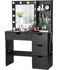 Gaomon Modern Vanity Makeup Desk Vanity Mirror Built-in Lights 4 Drawers for Bedrooms, Apartments, Easy to Assemble