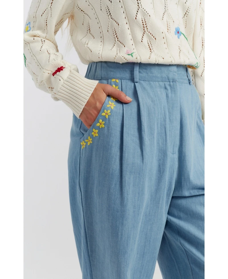 Chinti & Parker Women's Chambray Daisy Pants