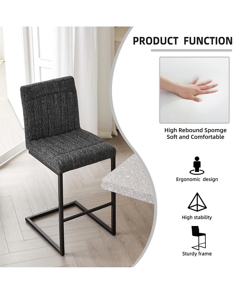 Streamdale Furniture Speckled Gray Tufted Bar Stool - 2 Sets