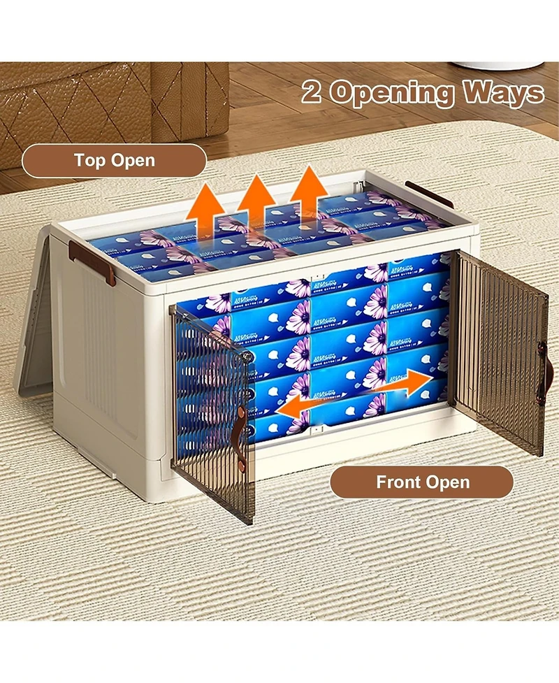 gaomon 4 Tier Foldable Collapsible Storage Cabinet, Plastic Storage Cabinet With Magnetic Doors & Wheels, Organization and Storage Boxes for Craft