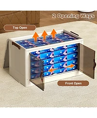 gaomon 4 Tier Foldable Collapsible Storage Cabinet, Plastic Storage Cabinet With Magnetic Doors & Wheels, Organization and Storage Boxes for Craft