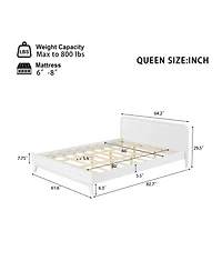 Streamdale Furniture White Solid Pine Wood Queen Bed Frame with Timeless Design