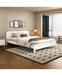 Streamdale Furniture White Solid Pine Wood Queen Bed Frame with Timeless Design