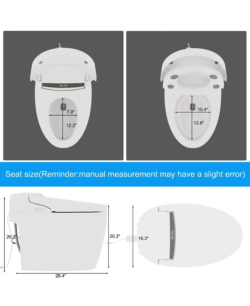 Lalahoo Electric Bidet Toilet Seat, Auto Open & Close Lid, Heated Toilet Seat with Thermostatic Warm Water & Dryer
