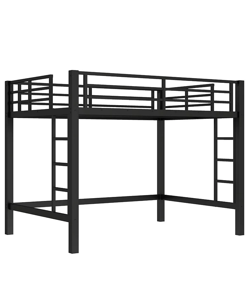 Streamdale Furniture Full Size Metal Loft Bed with Ladder and Guardrails
