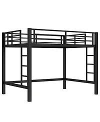 Streamdale Furniture Full Size Metal Loft Bed with Ladder and Guardrails