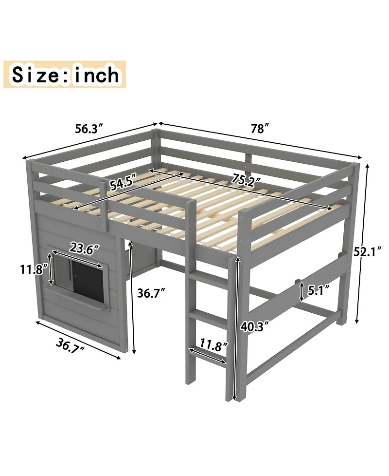 Streamdale Loft Bed with Slide, Bookshelf, Safety Rails