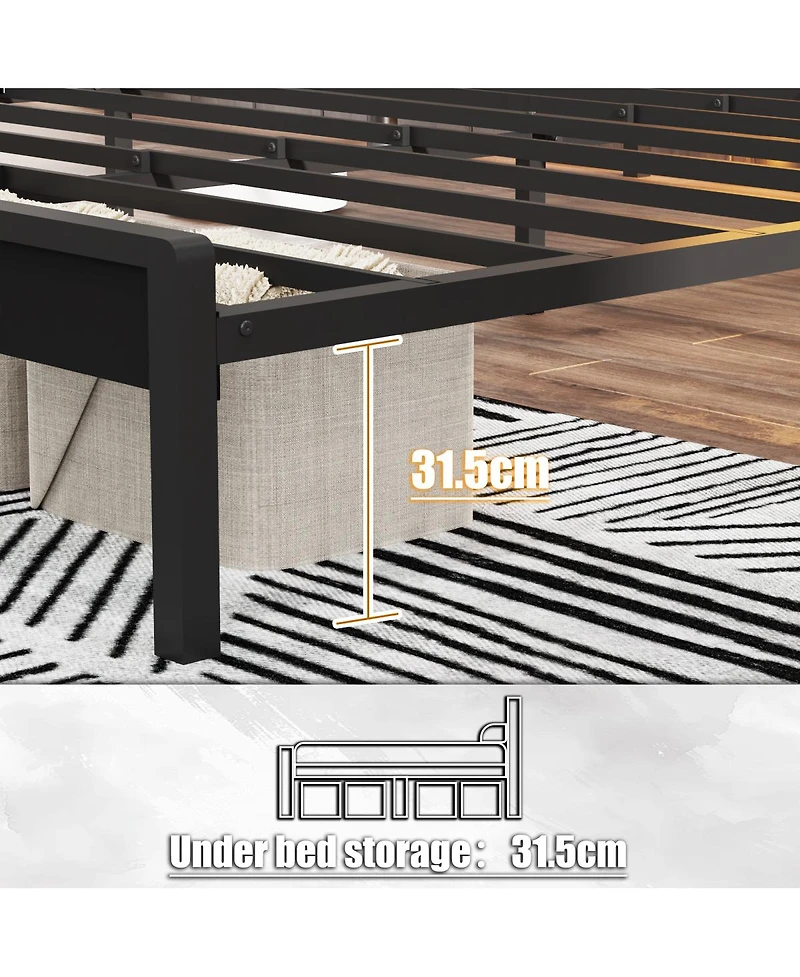 Streamdale Furniture Full Size Metal Platform Bed Frame w/ Usb, Led Lights, No Box Spring