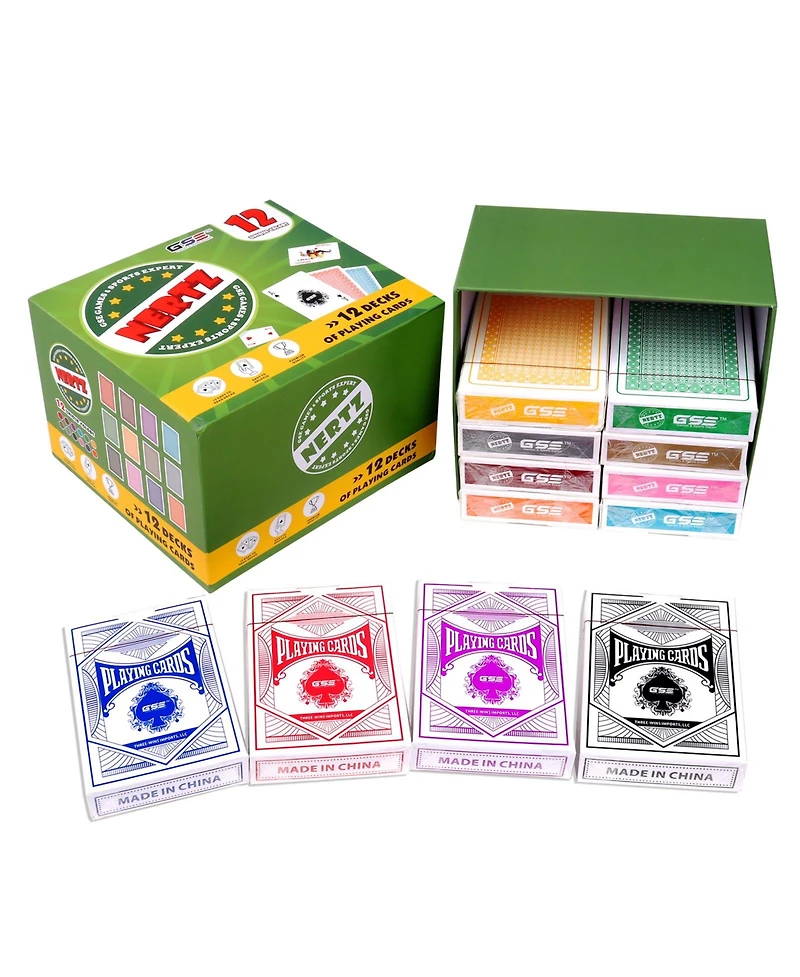 Gse Games & Sports Expert -Deck Nertz Card Game Set, Multi-colored Playing Cards for Poker, Blackjack, Rummy, Go Fish