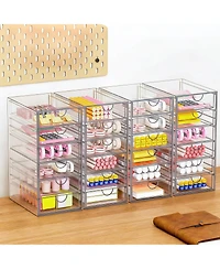 Yigii 4 Pack Acrylic Makeup Organizer with 19 Drawers for Bathroom & Vanity Storage
