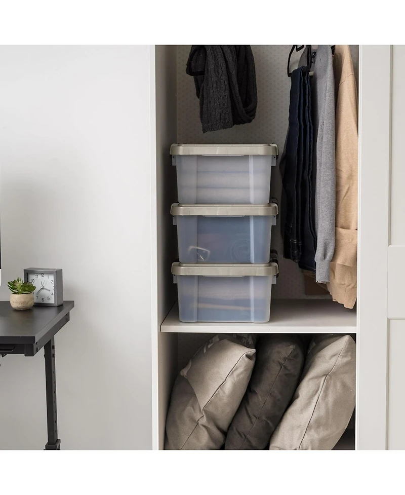 Iris Usa Qt Storage Bins with Gasket Seal Lid, Clear/Chrome