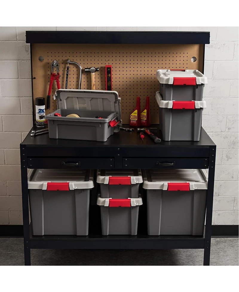 Iris Usa 3-Gallon Lockable Storage Totes with Lids, 5-Pack Heavy-Duty Stackable Containers for Garage Organization