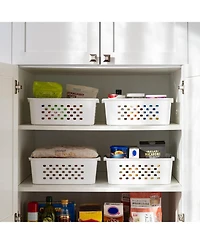 Iris Usa Medium Plastic Basket Storage, 4Pk, White