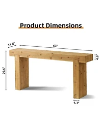 Streamdale Furniture 63" Solid Wood Console Table - Rustic Farmhouse Sofa Table